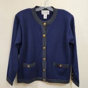 Urban wool 100% pure wool cardigan sweater with removable shoulder pads‎ size S